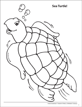 Sea turtle ocean adventure coloring page printable coloring pages