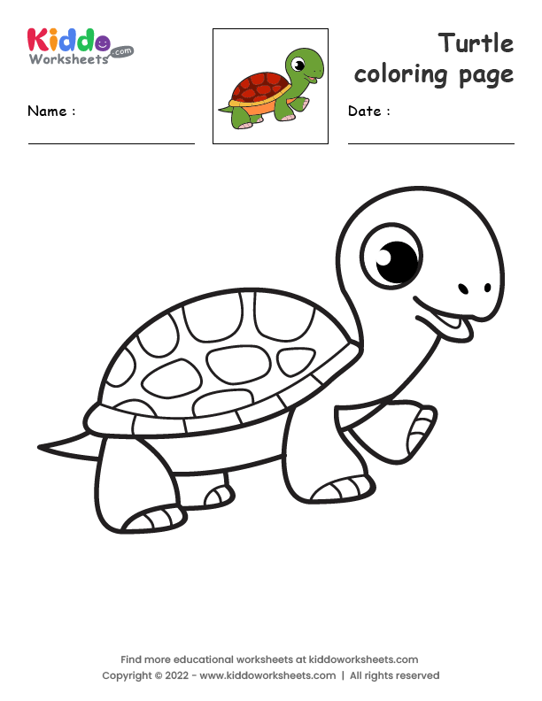 Free printable turtle coloring page worksheet