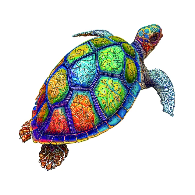 Colored turtle wooden puzzle animal peronalized d depreion adult children gift education children toy game