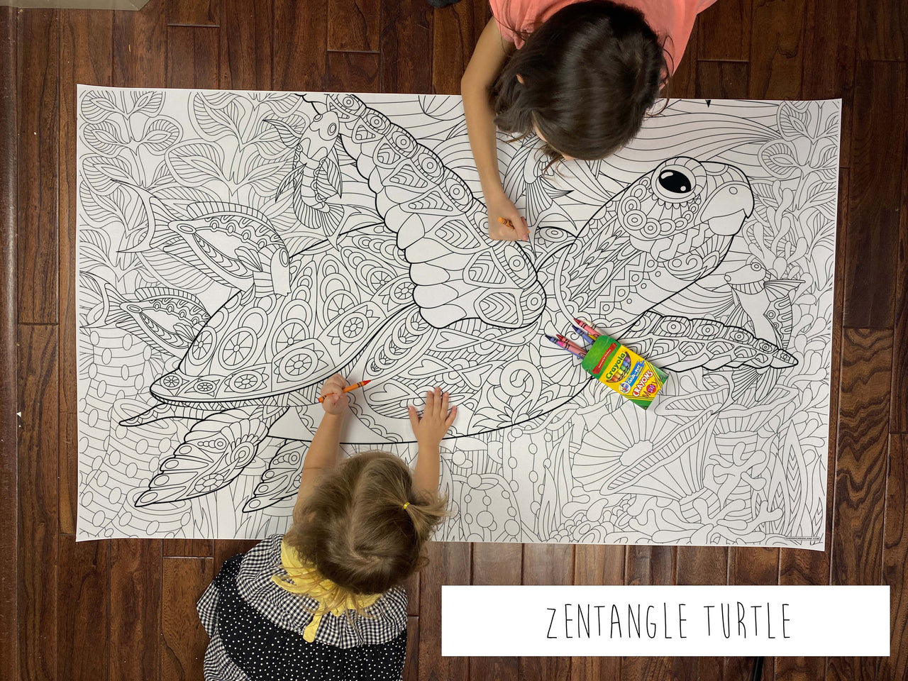 Zentangle turtle huge coloring sheet â