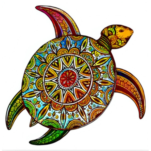 Green mandala sea turtle d wood jigsaw puzzle â winston puzzles