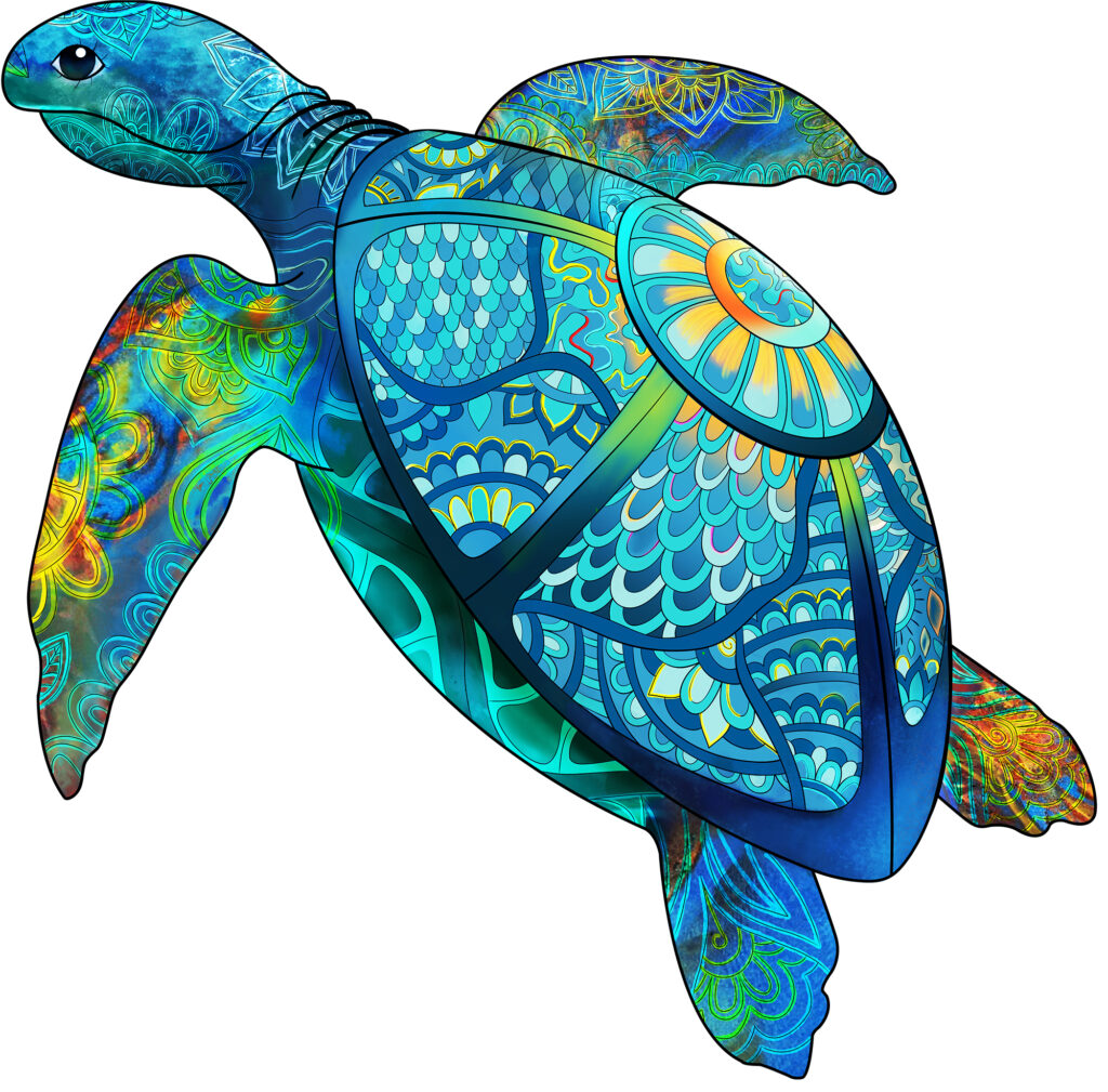 Ed rainbow wooden puzzle sea turtle