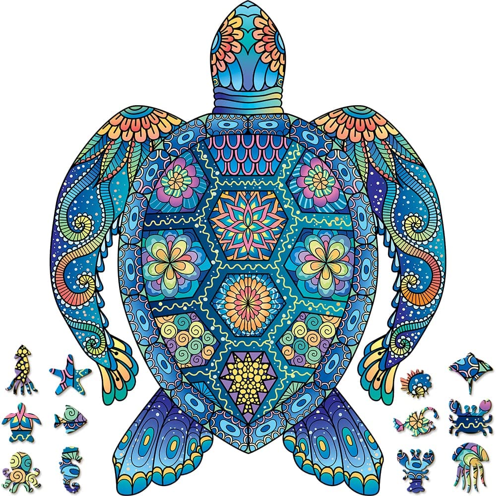 Turtle wooden jigsaw puzzle pieces x with unique shapes for adults by woodgalaxy toys games