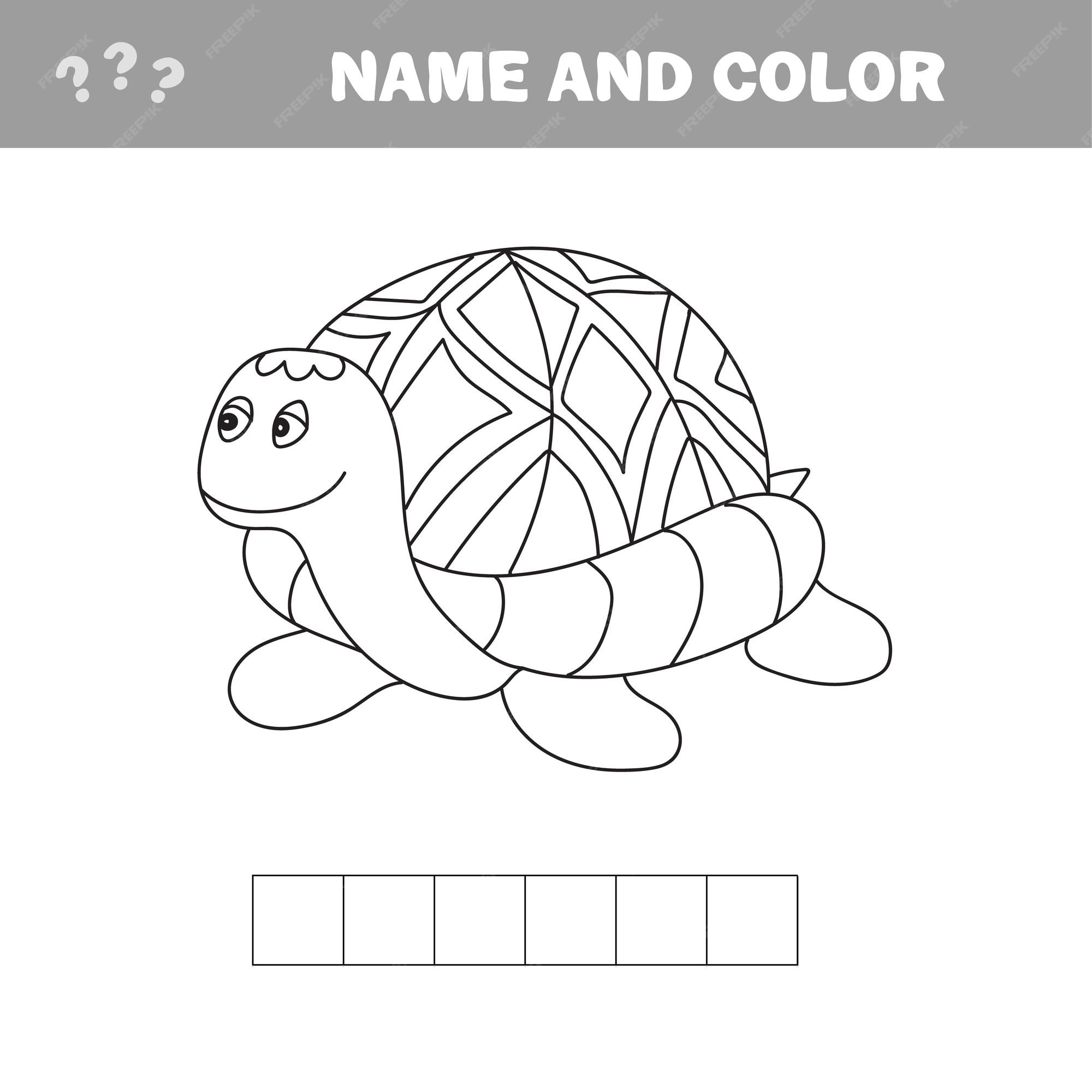 Premium vector cartoon turtle outlined vector illustration puzzle for preschool children