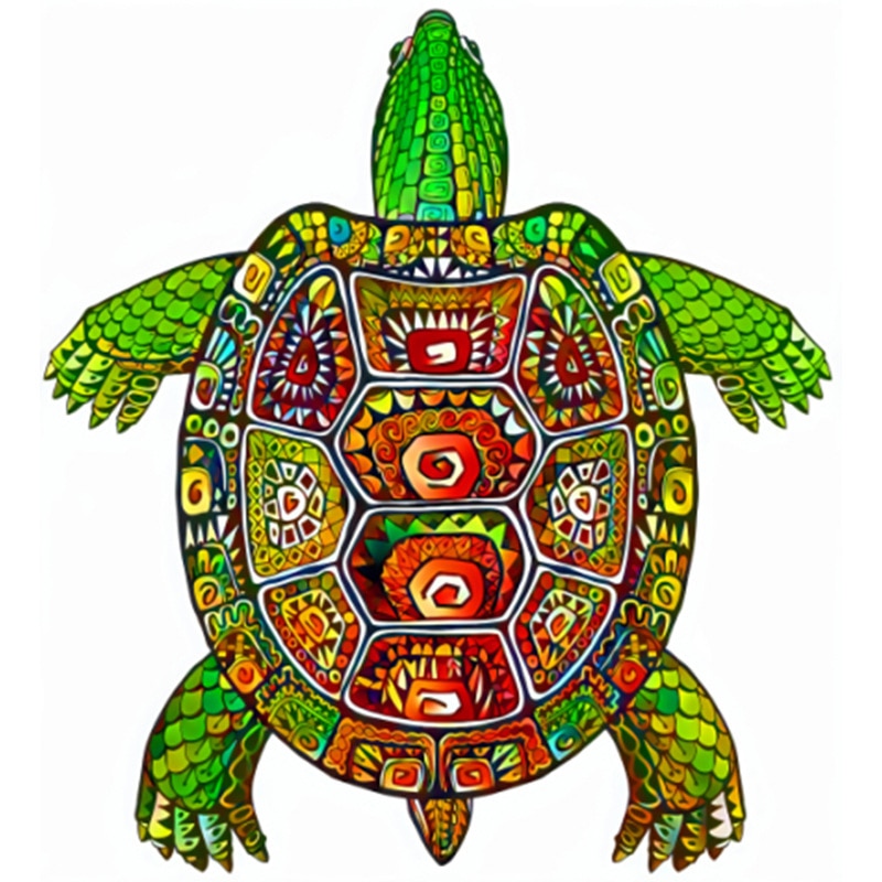 Green map turtle d wood jigsaw puzzle â winston puzzles