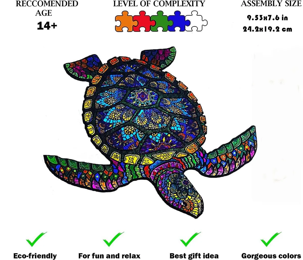 Wooden turtle puzzle puzzles for adults colorful puzzles for adults colorful