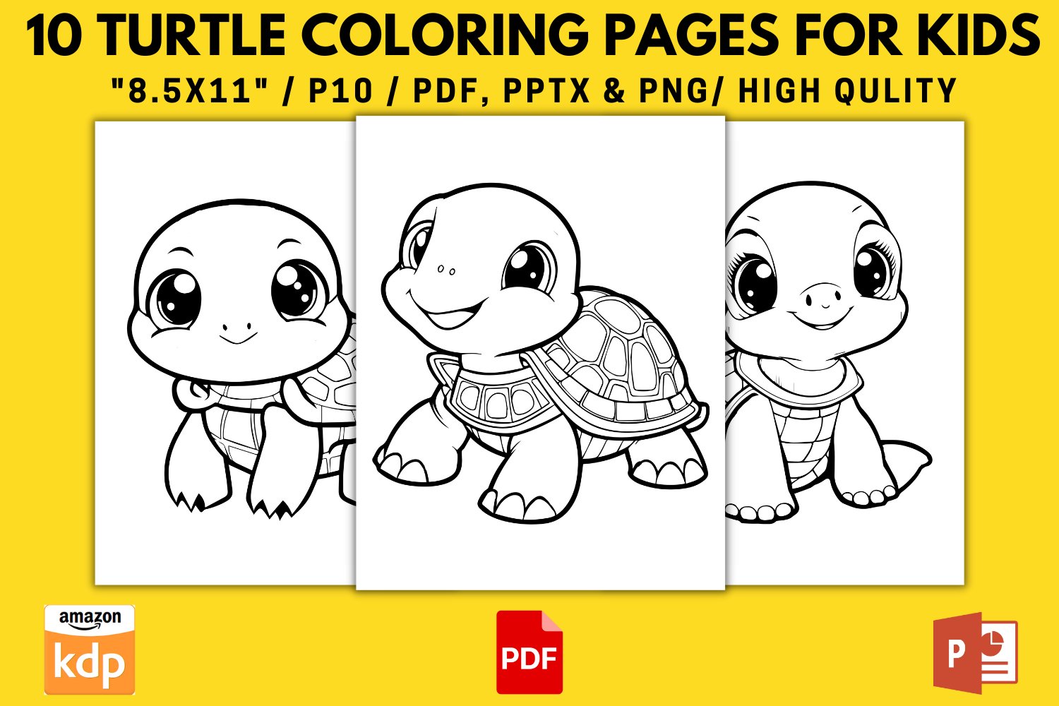 Kdp interior turtle coloring pages for kids boys and girls