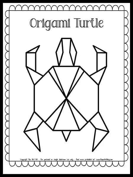 Origami turtle coloring page free printable â the art kit