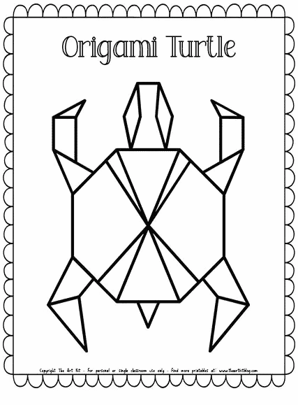 Turtle origami coloring page free homeschool deals