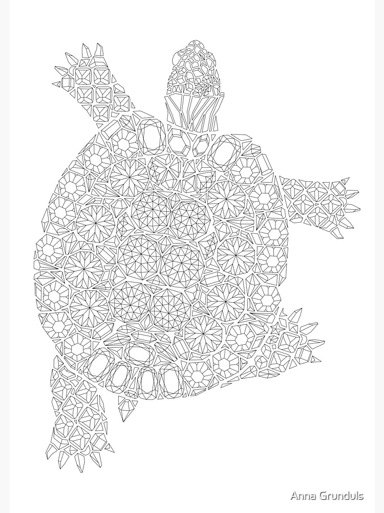 Gemstone turtle coloring page gems pattern adult coloring adult coloring book turtle canvas print for sale by anna grunduls