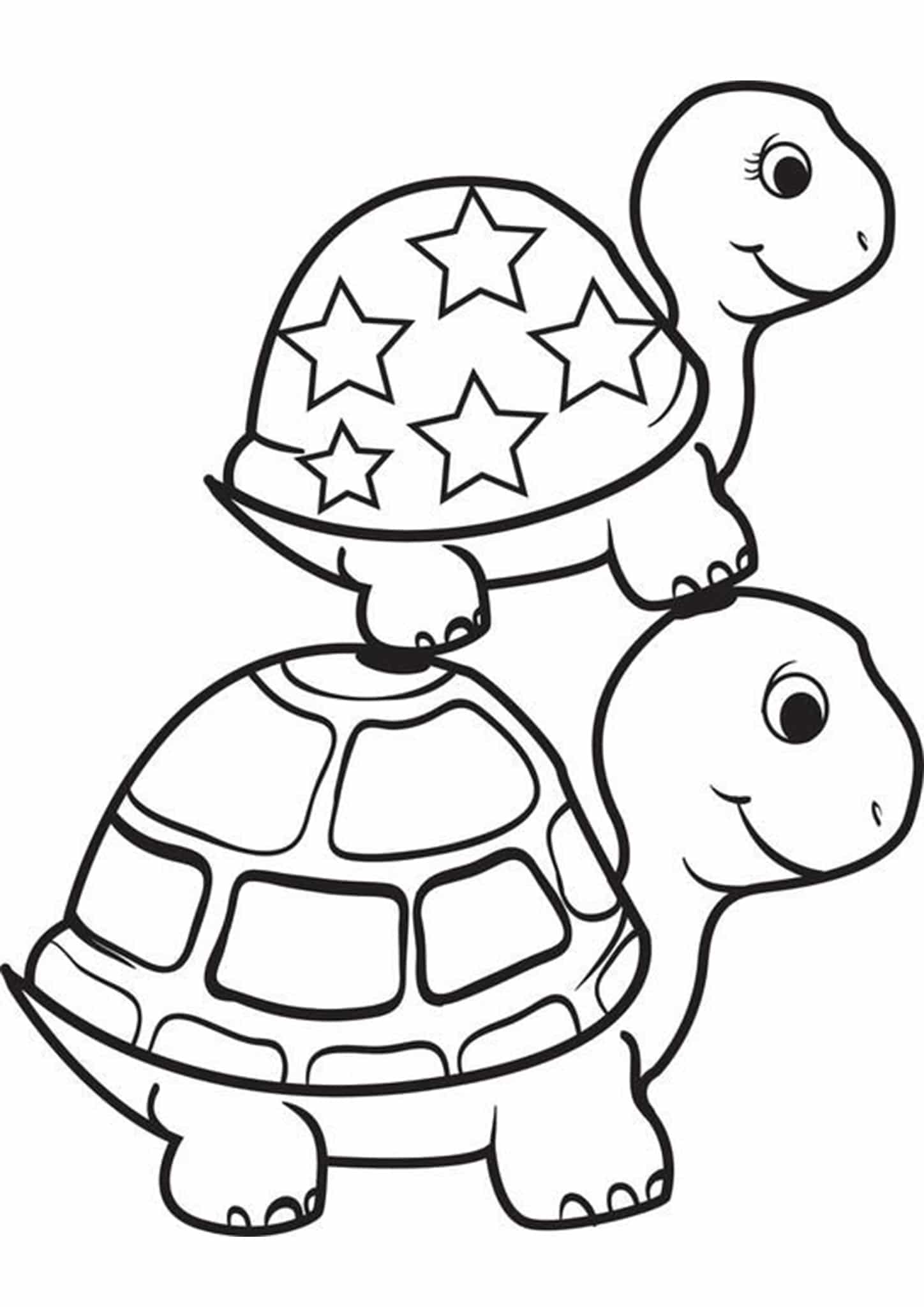 Free easy to print turtle coloring pages