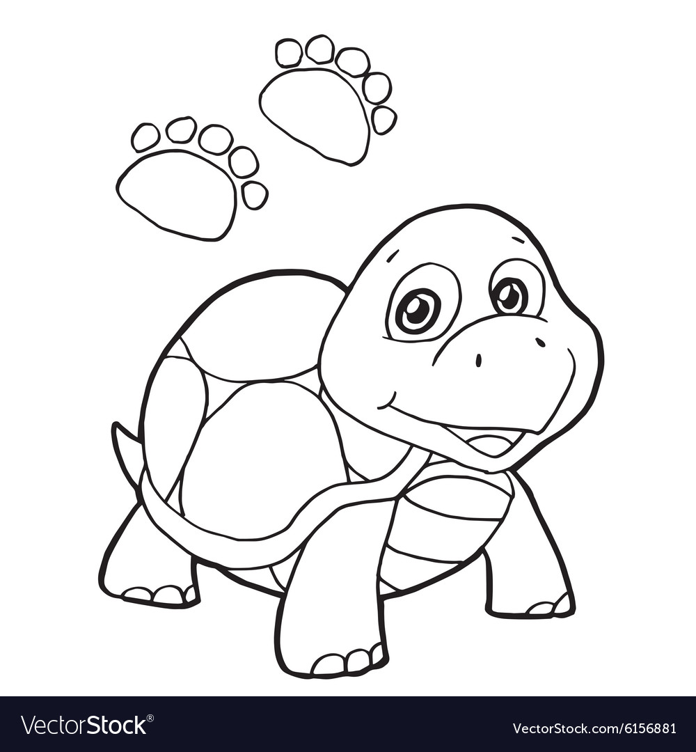 Paw print with turtle coloring pages royalty free vector