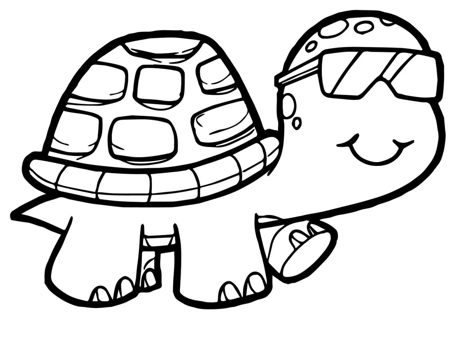 Turtle with sunglasses coloring page