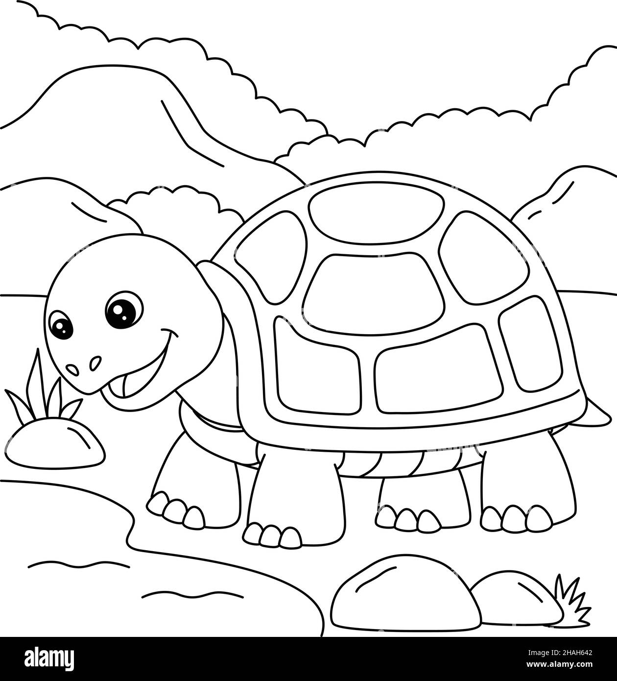 Turtle coloring page for kids stock vector image art