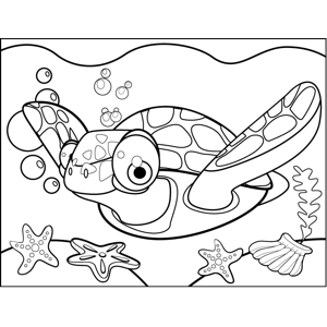 Swimming turtle coloring page