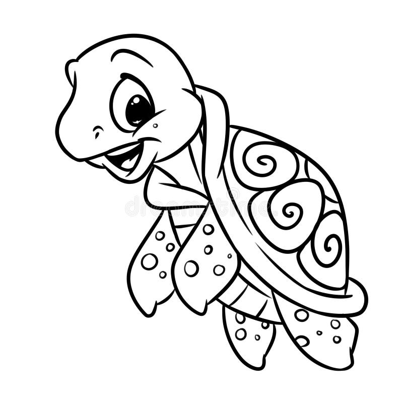 Little sea turtle coloring page stock illustration