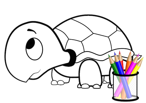 Cute turtle coloring page instant download