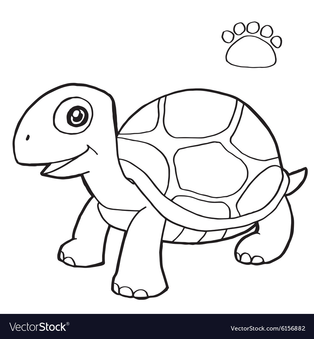 Paw print with turtle coloring page royalty free vector