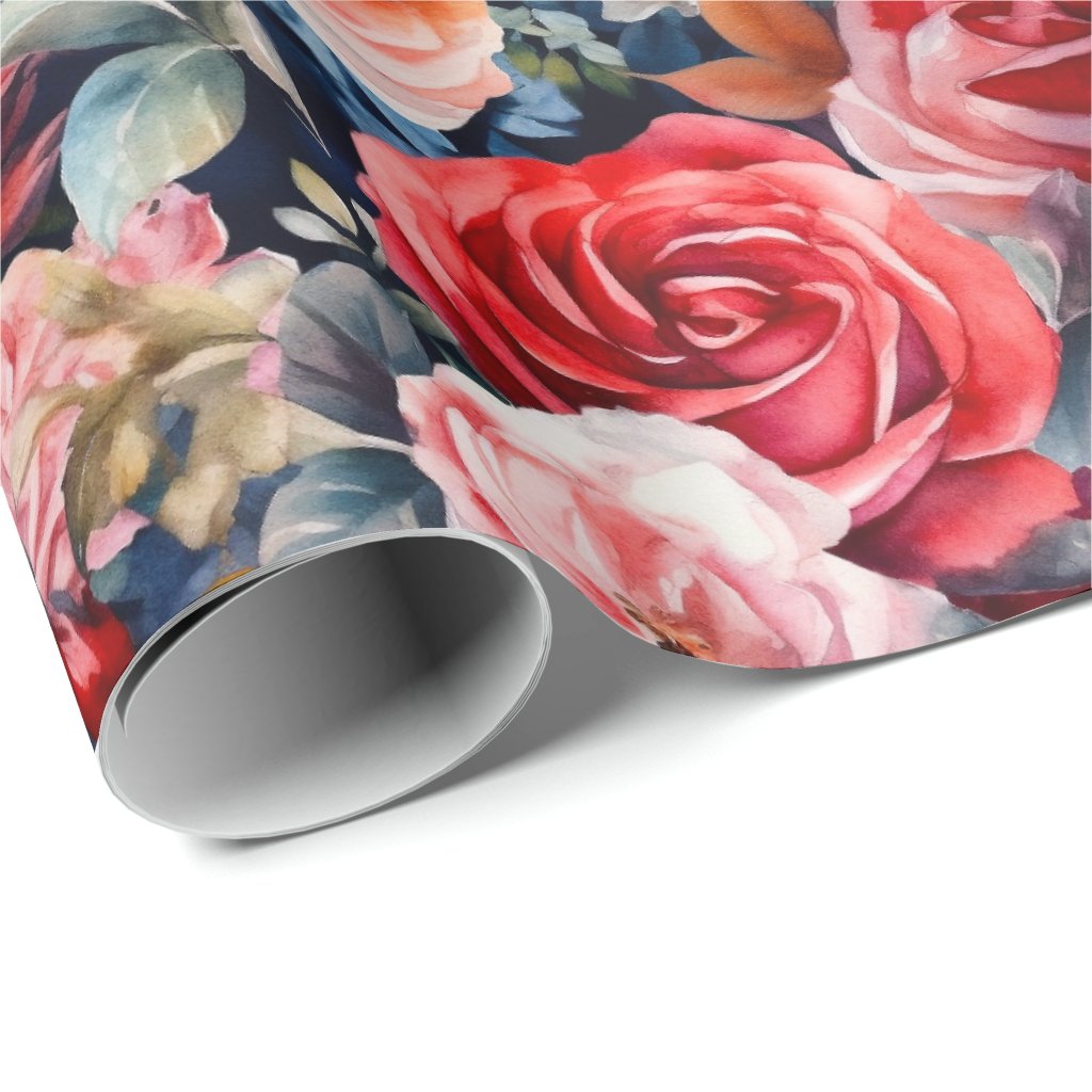 Tuscany superb watercolor roses wrapping paper roll â studio ten design