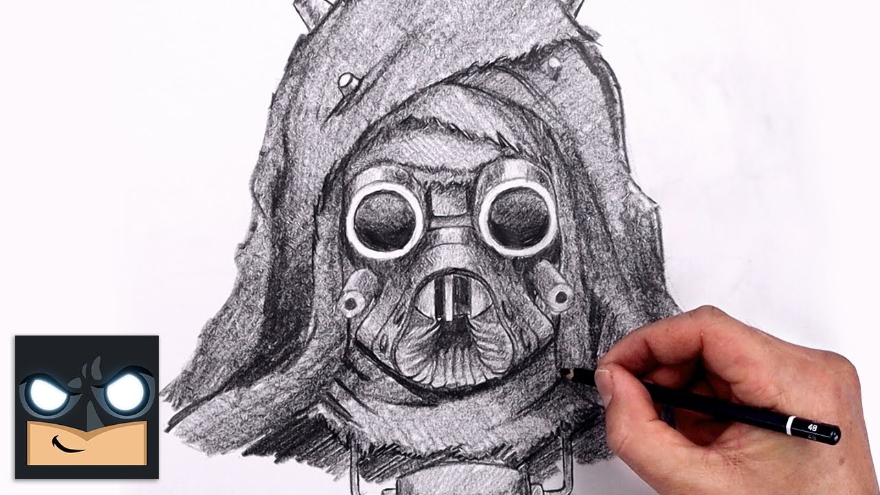 How to draw tusken raider star wars sketch tutorial