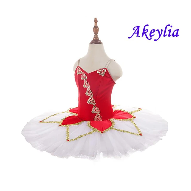 Child red white ballet tutu pro