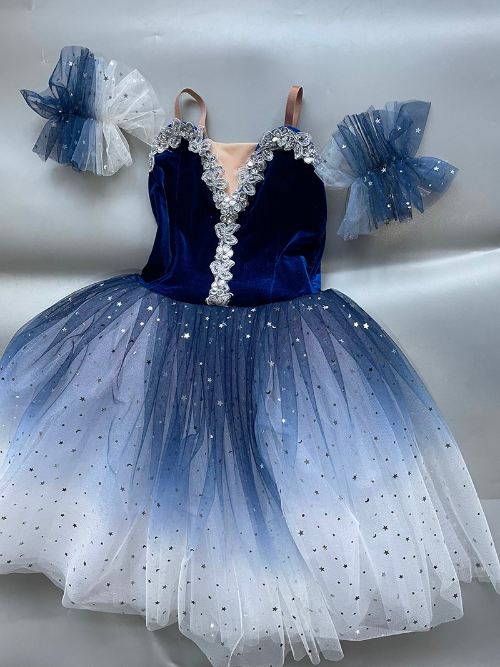 Blue adult tutuprofessional ballet tutu dresses performance dancewear velvet top