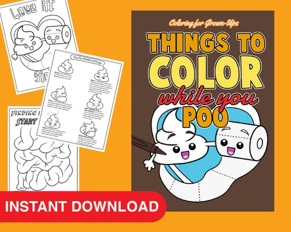 Things to color while you poo coloring pages instant download printable art poop coloring book for kids and adults with poop emoji cute