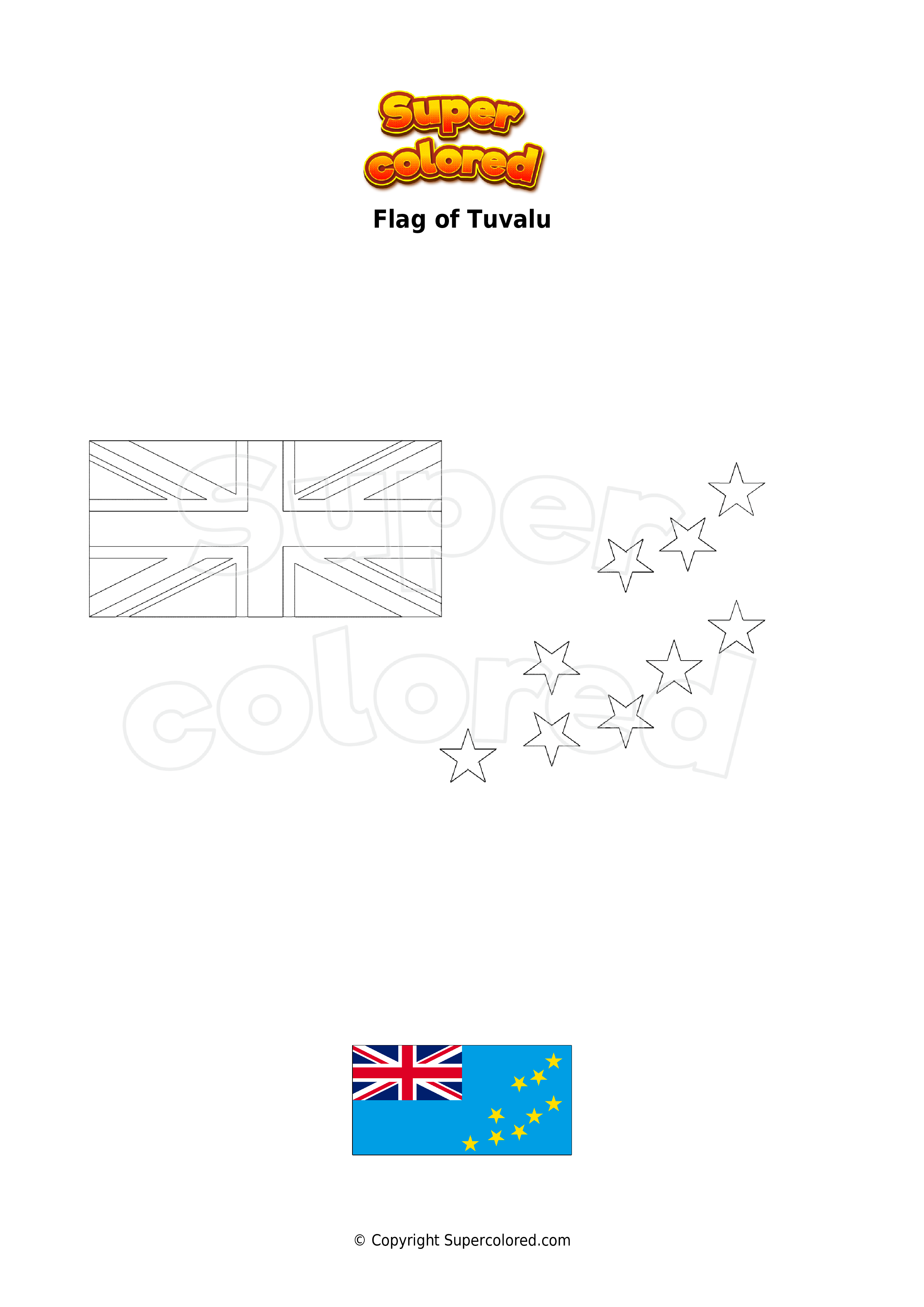 Coloring page flag of tuvalu