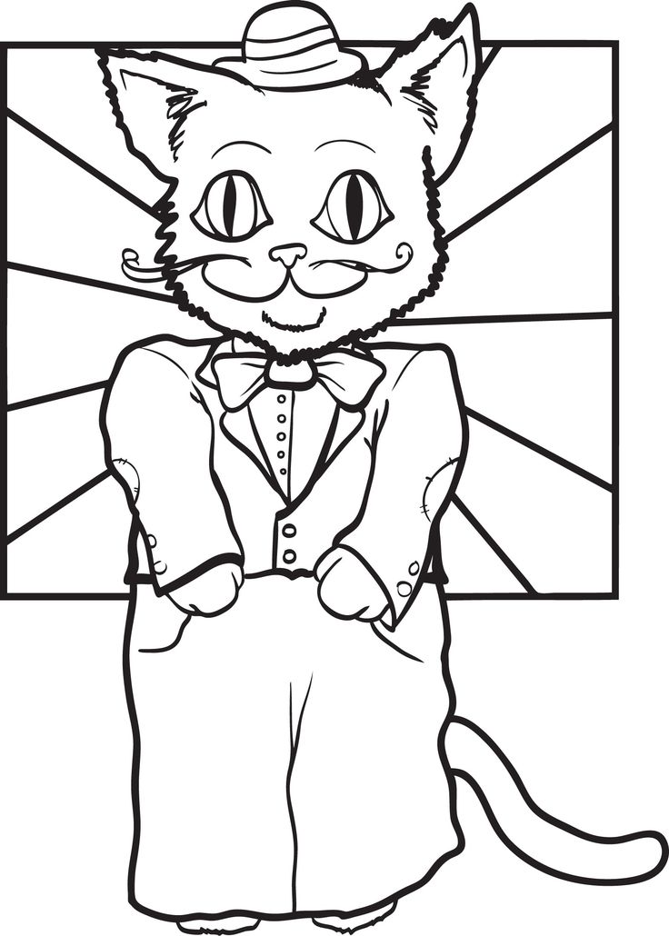 Cat dressed in a suit coloring page cat coloring page coloring pages cat dresses