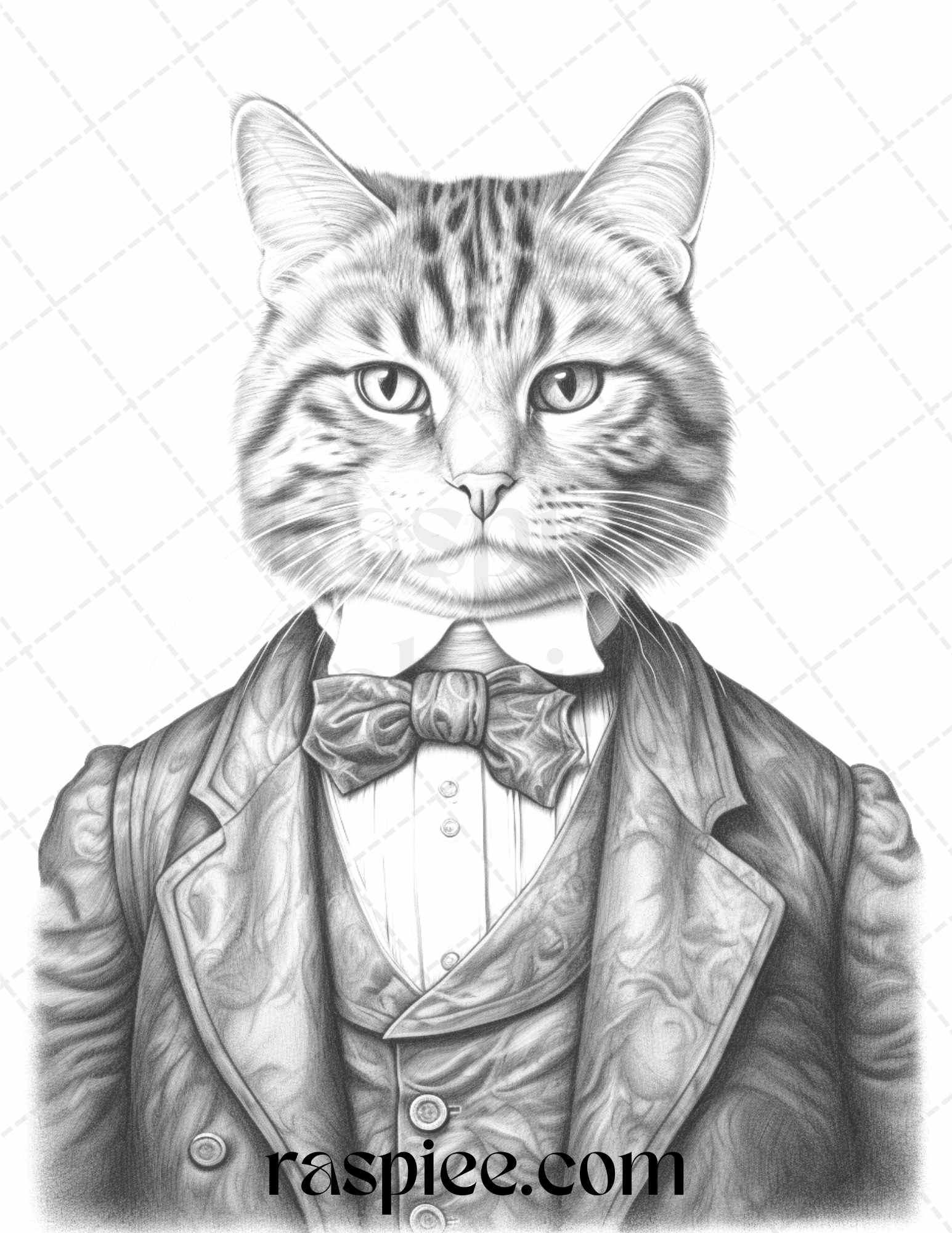 Gentleman cat grayscale coloring pages printable for adults kids pdf â coloring