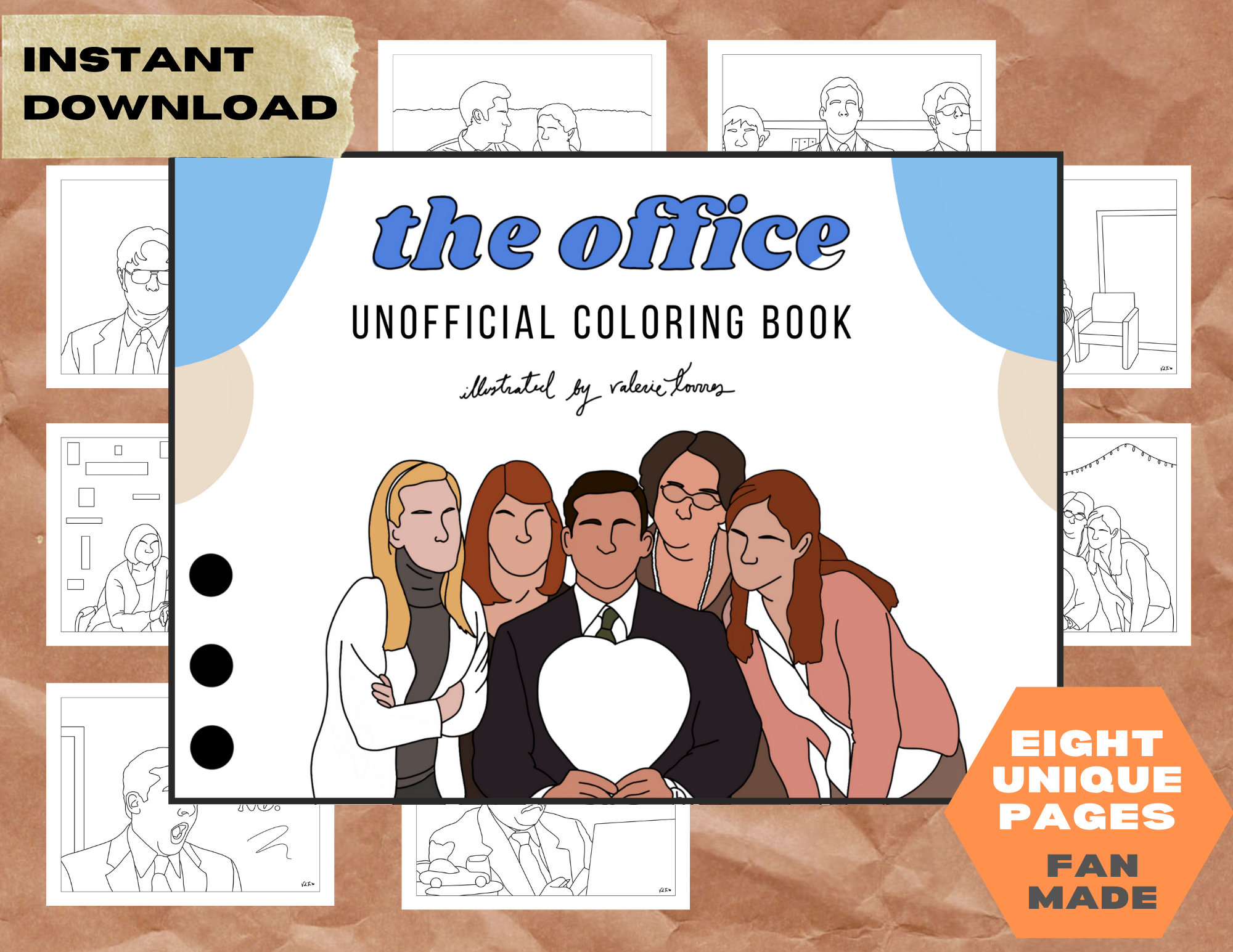 The office coloring book unofficial printable pages michael scott jim and pam dwight schrute tv show coloring pages adult coloring pdf