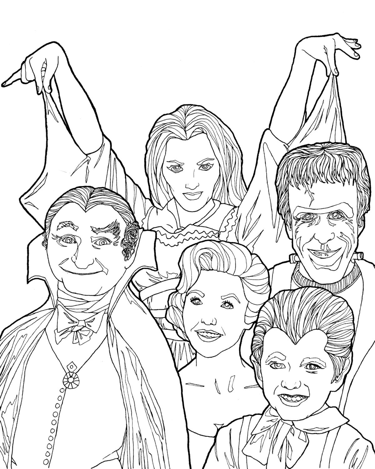 Digital download munsters coloring book page halloween coloring book pages holiday adult coloring pages classic tv shows the munsters download now