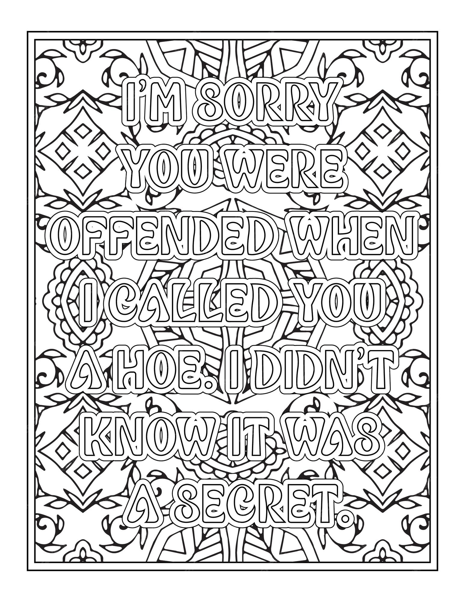 Premium vector swear word quotes coloring pages for coloring book