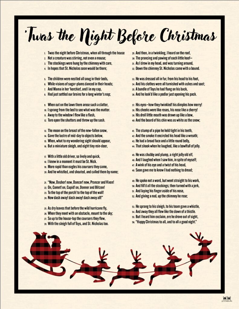 Twas the night before christmas printables