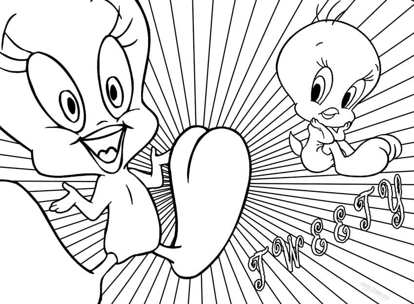 Tweety bird in looney tunes coloring page