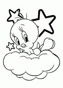 Tweety bird on cloud coloring pages for kids printable free bird coloring pages coloring pages valentines day coloring page