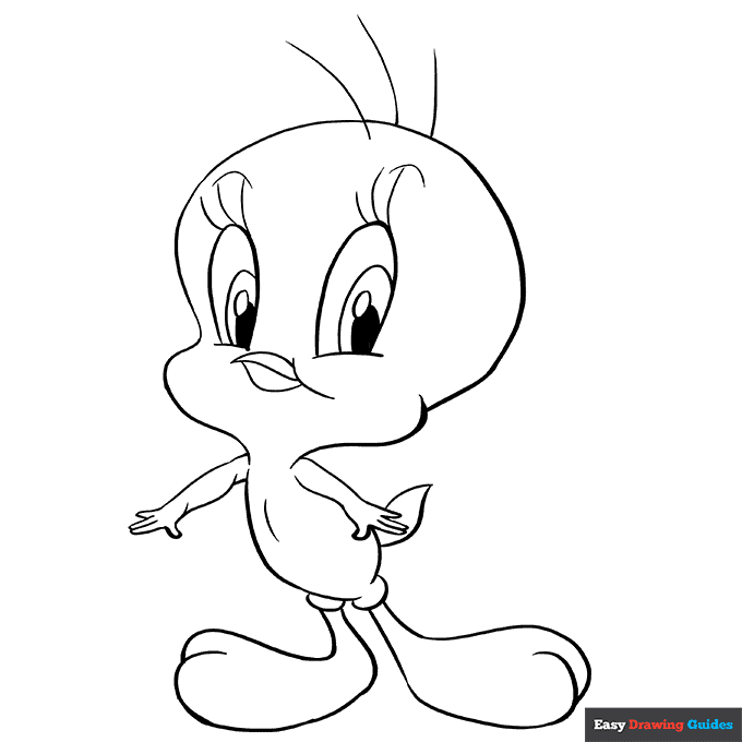 Tweety bird coloring page easy drawing guides