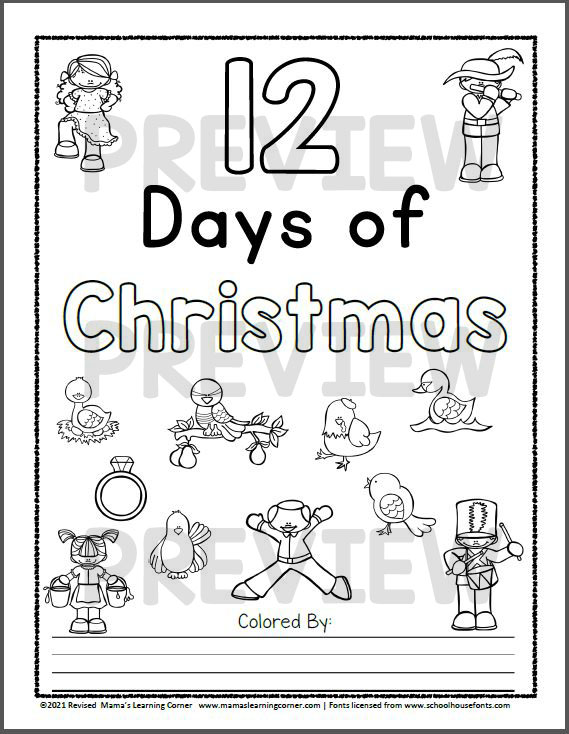 Days of christmas coloring pages made by teachers