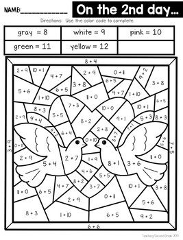 Days of christmas coloring pages by teaching second grade tpt