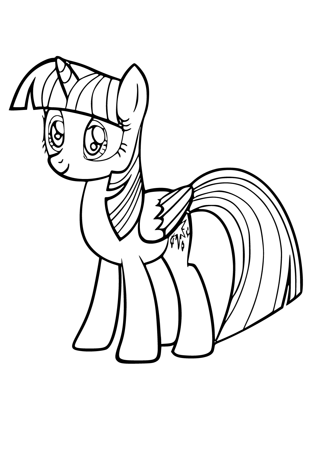 Free printable twilight sparkle gorgeous coloring page for adults and kids