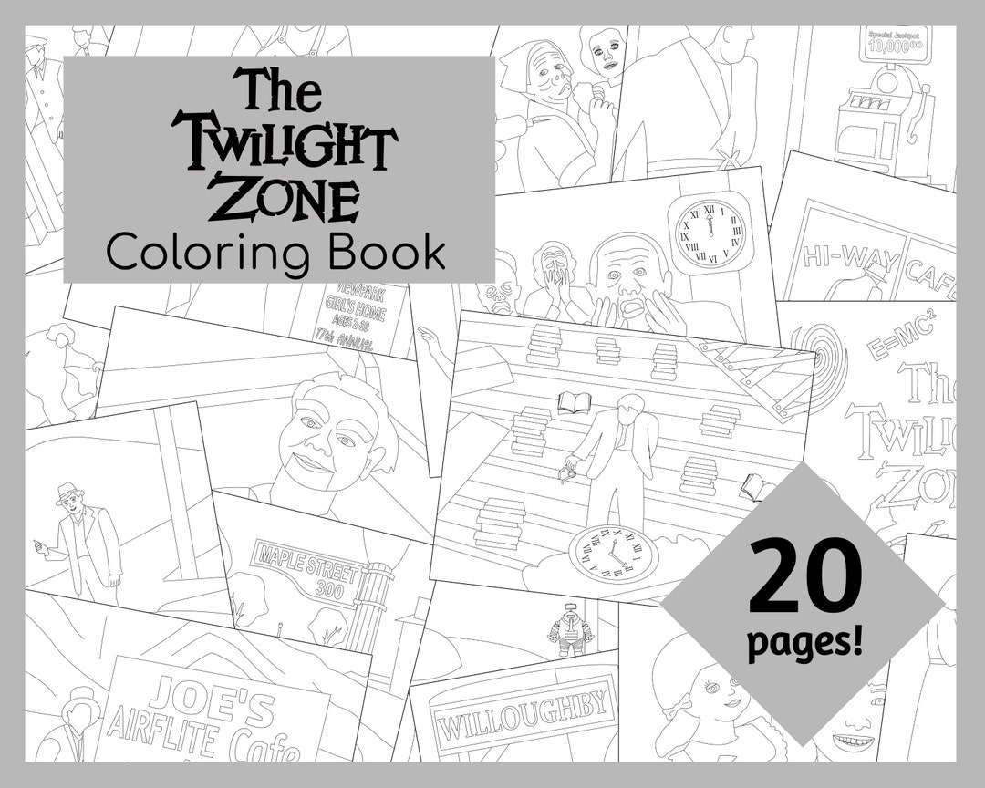 The twilight zone printable coloring book coloring pages instant download pdf file x and a sizes included download now