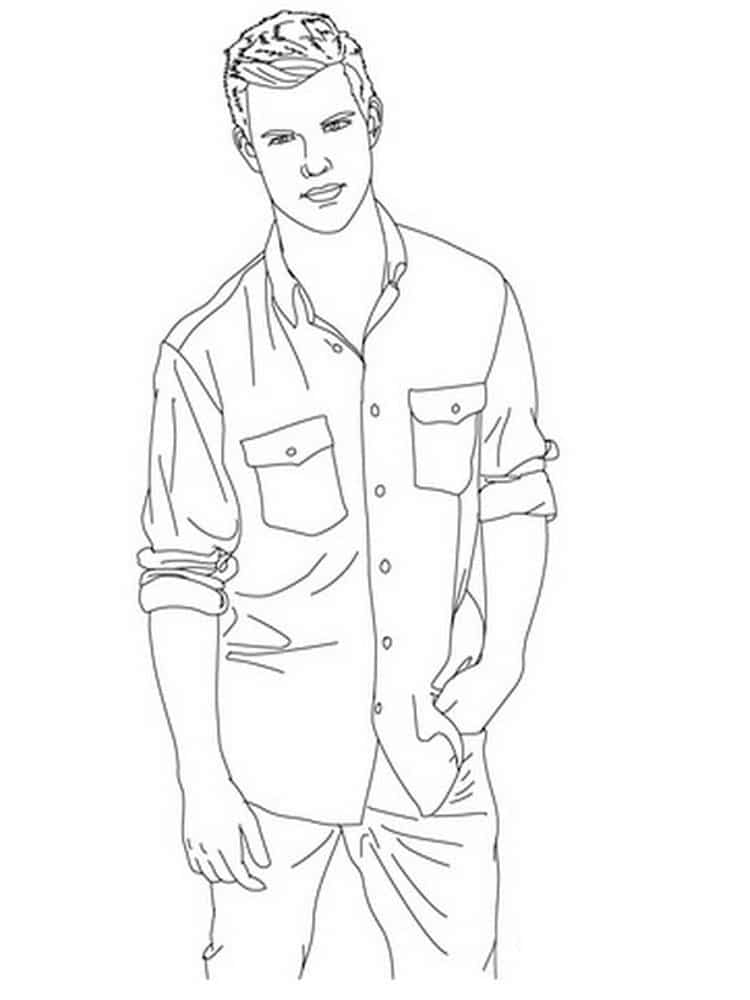 Jacob from twilight with the hand in his pocket coloring page