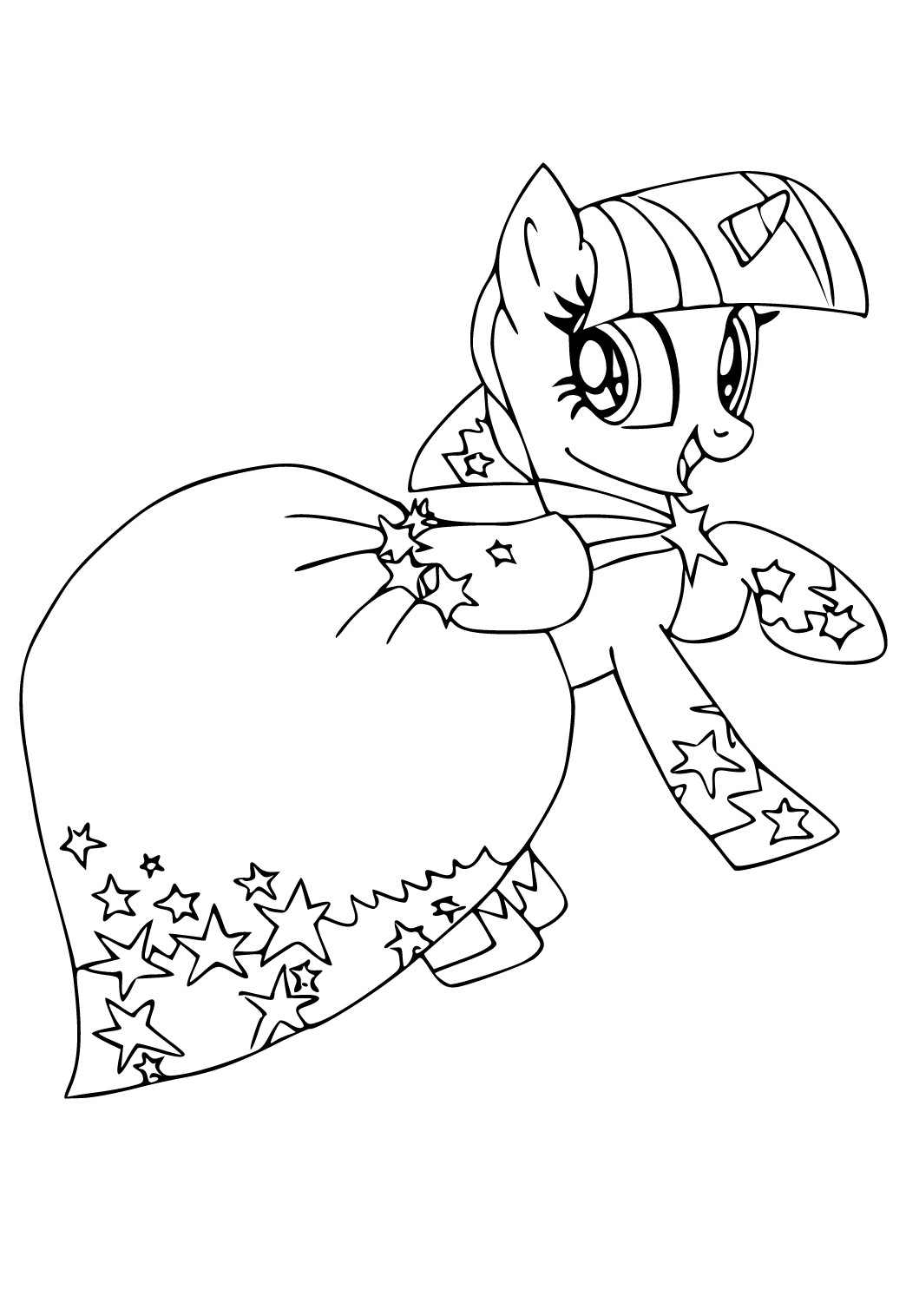 Free printable twilight sparkle dress coloring page for adults and kids