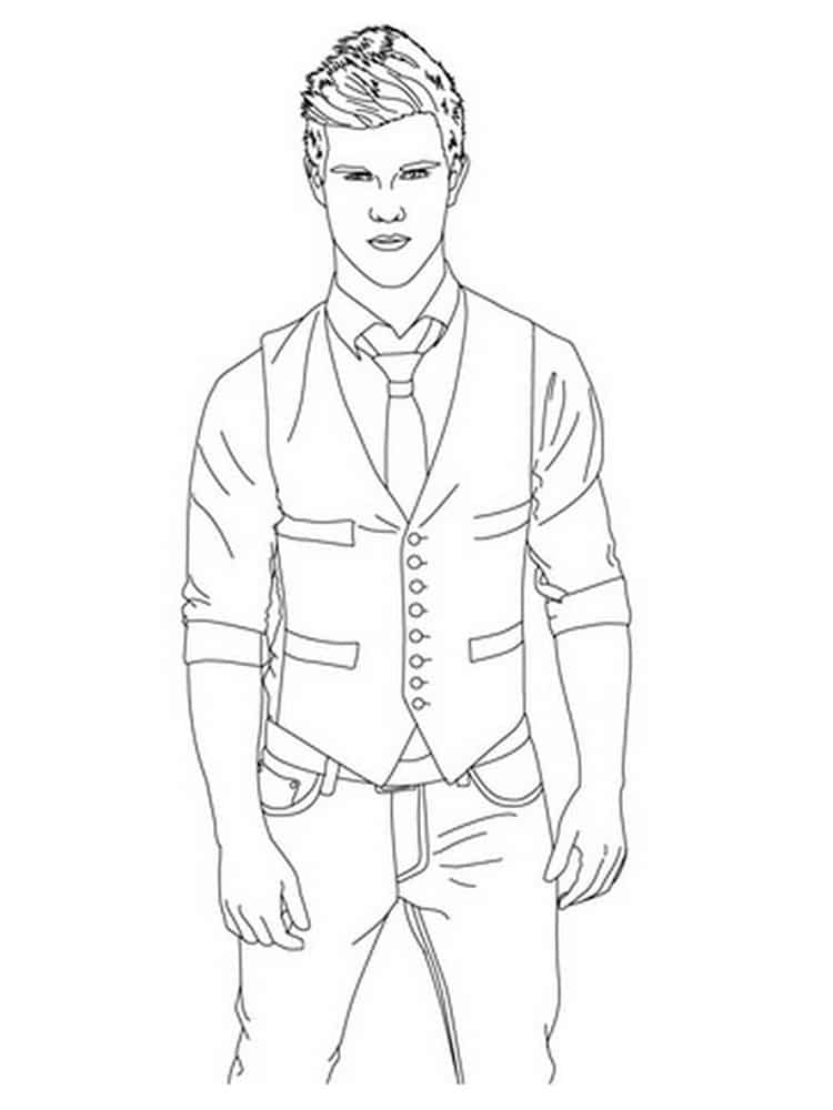 Jacob in a costume from the twilight movie coloring page