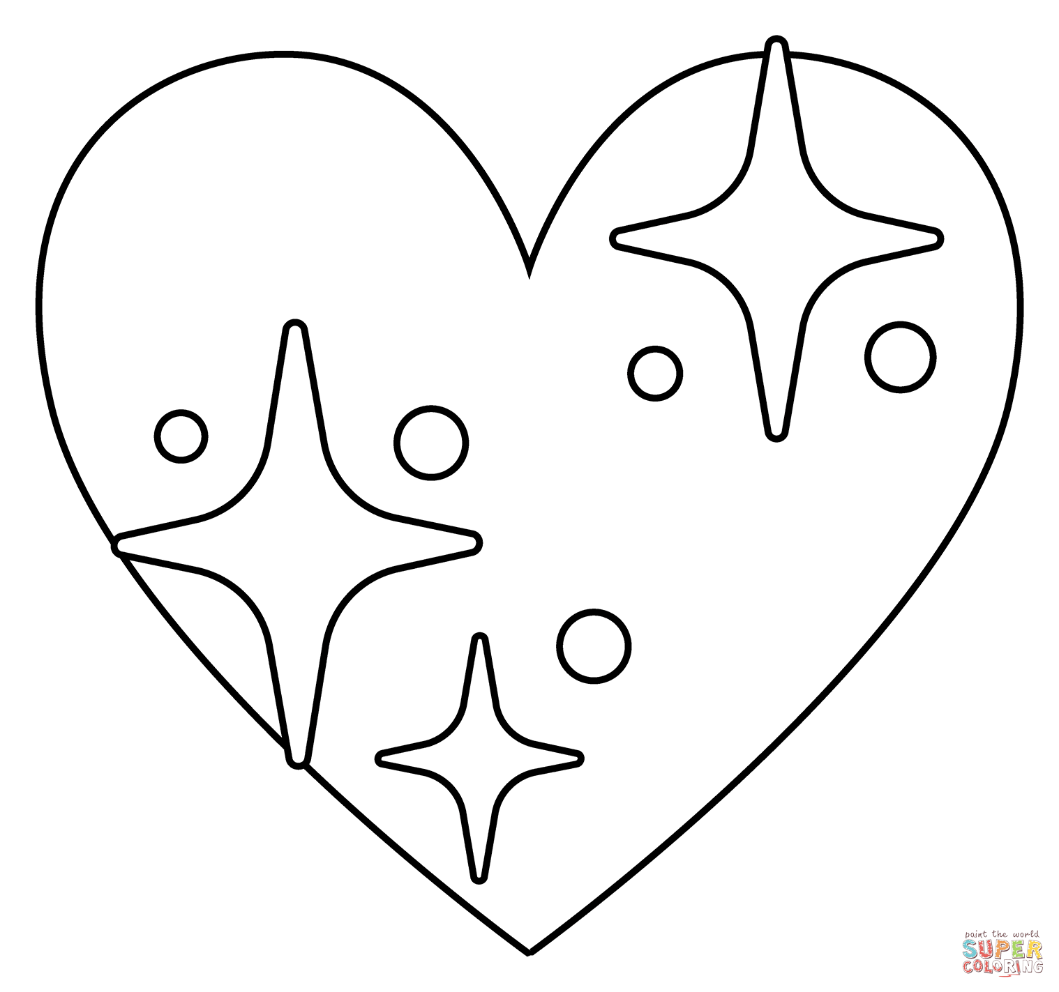 Sparkling heart emoji coloring page free printable coloring pages