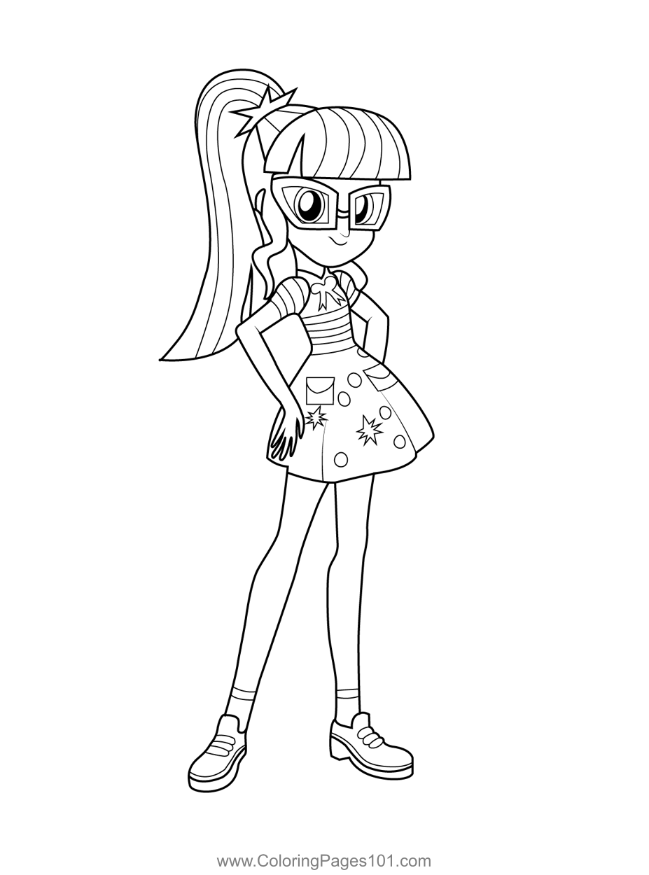 Twilight sparkle human my little pony equestria girls coloring page for kids