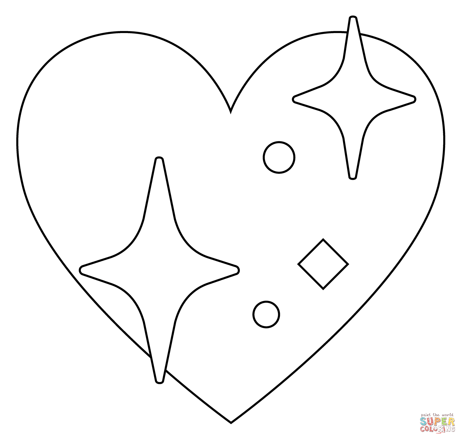 Sparkling heart emoji coloring page free printable coloring pages