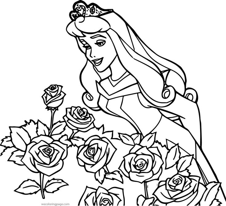 Disney princess sleeping beauty at disney roses coloring pages