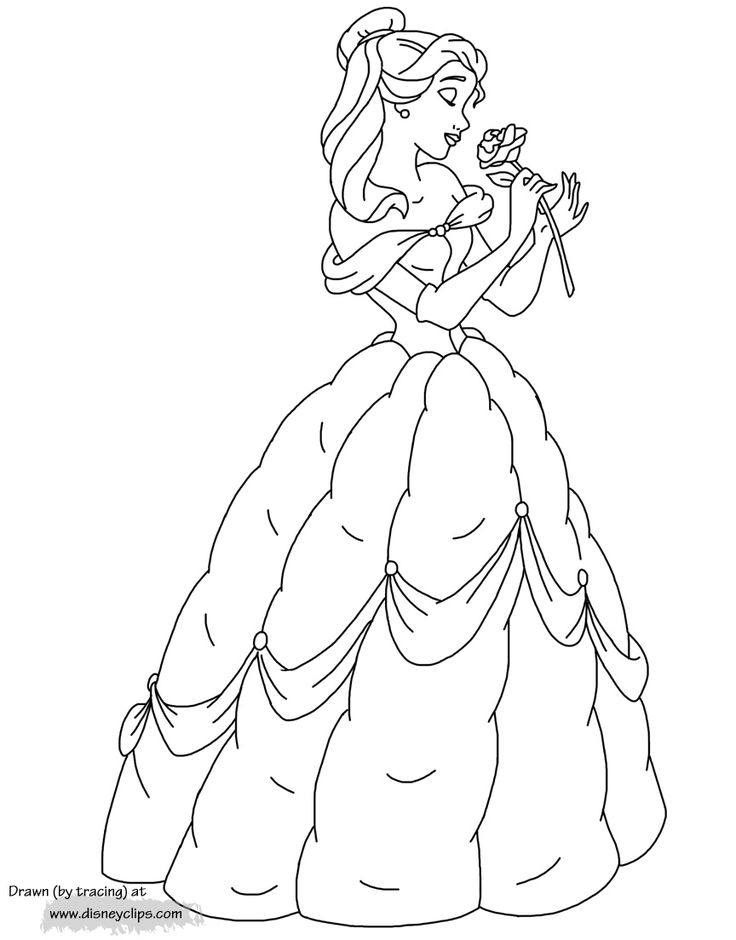 Belle smelling a rose belle beautyandthebeast rose coloring pages princess coloring pages disney princess coloring pages