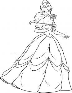 Disney princesses belle rose coloring page